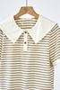 Áo thun kẻ croptop phối cổ tay ngắn - H61B26H001