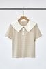 Áo thun kẻ croptop phối cổ tay ngắn - H61B26H001