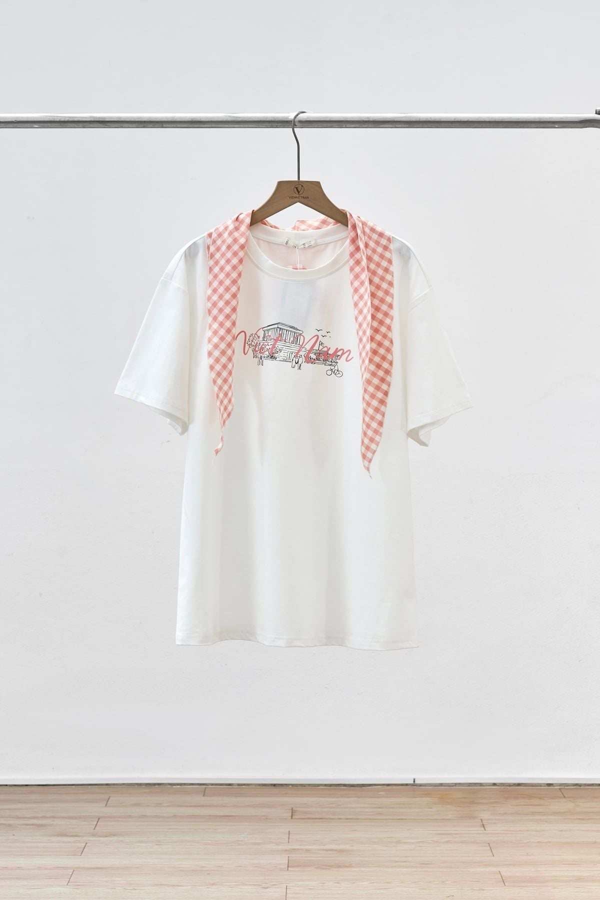 Áo phông vai chờm kèm khăn  - H61S25H016