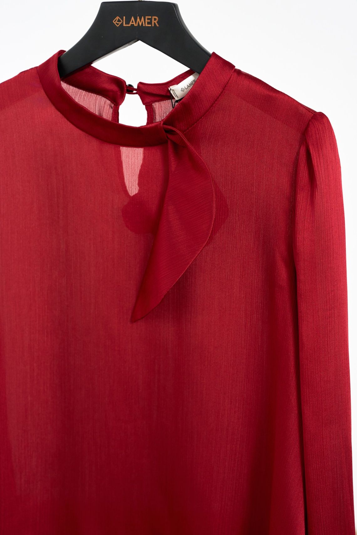 Áo cổ tàu nơ dài tay - L61B25Q033