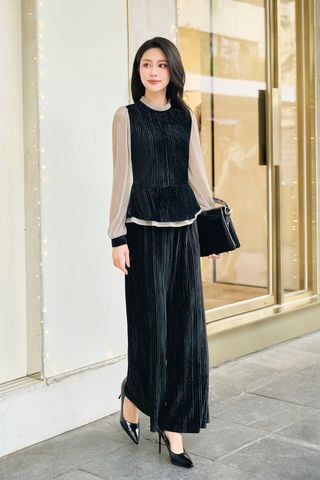 Quần nhung ống rộng cạp chun - L64W25T002