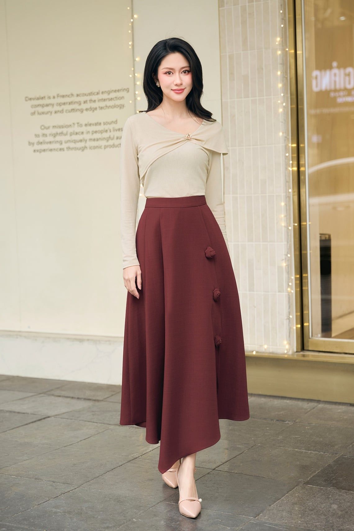 Áo len thun nhún vai; peplum - L61B25T016