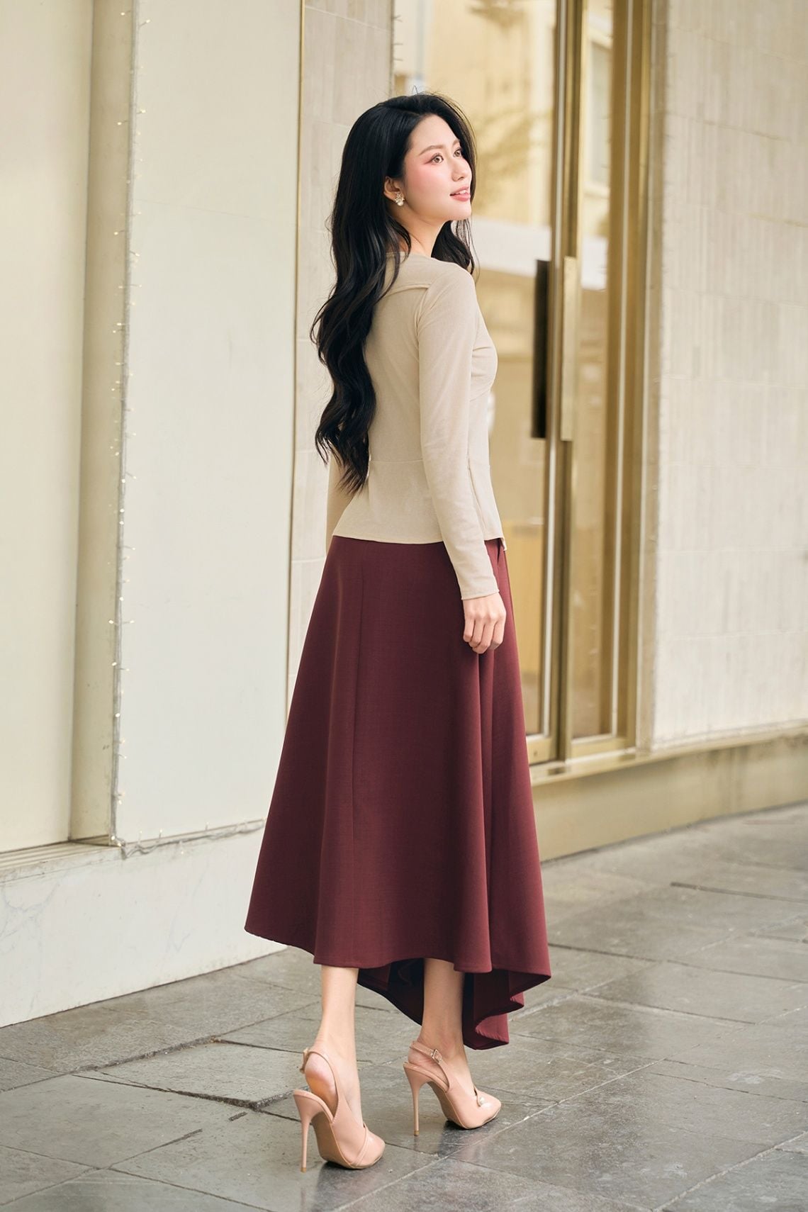 Áo len thun nhún vai; peplum - L61B25T016