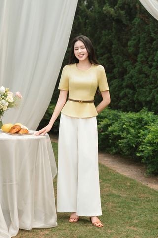 Quần ống rộng chun sườn túi dọc - O64W25Q005