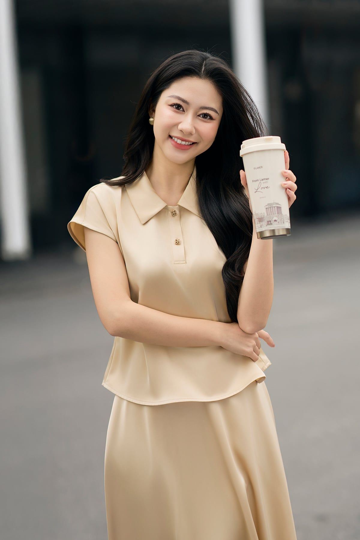 Áo lụa croptop vai chờm cổ bẻ - L61B26H022