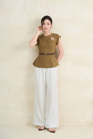 Quần ống rộng chun sườn túi dọc - O64W25Q005