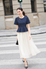 Áo peplum đính cúc 1 bên chần chỉ - L61B26H058