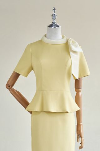 Áo peplum cổ phối nơ vai - L61B26Q008