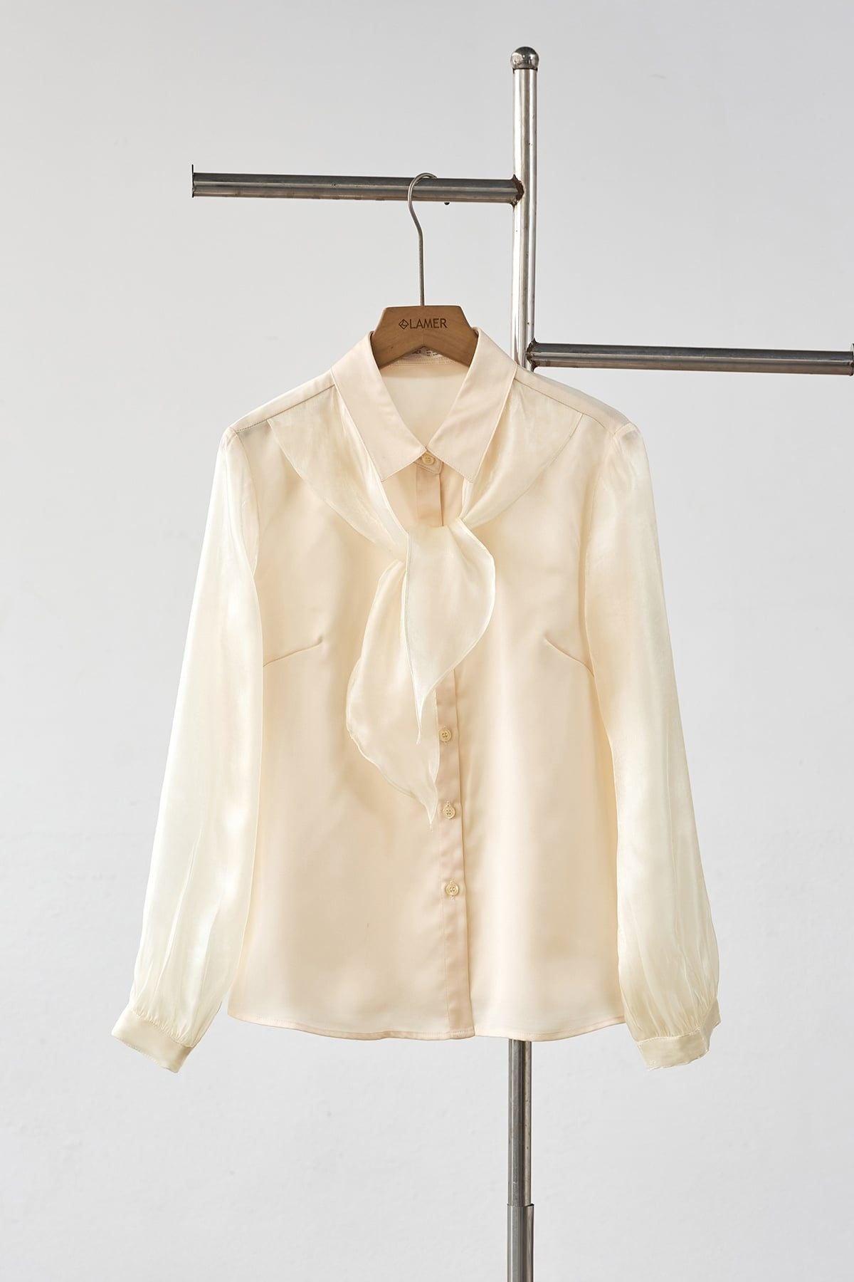 Áo sơ mi khăn vai buộc nơ - L61H25Q043