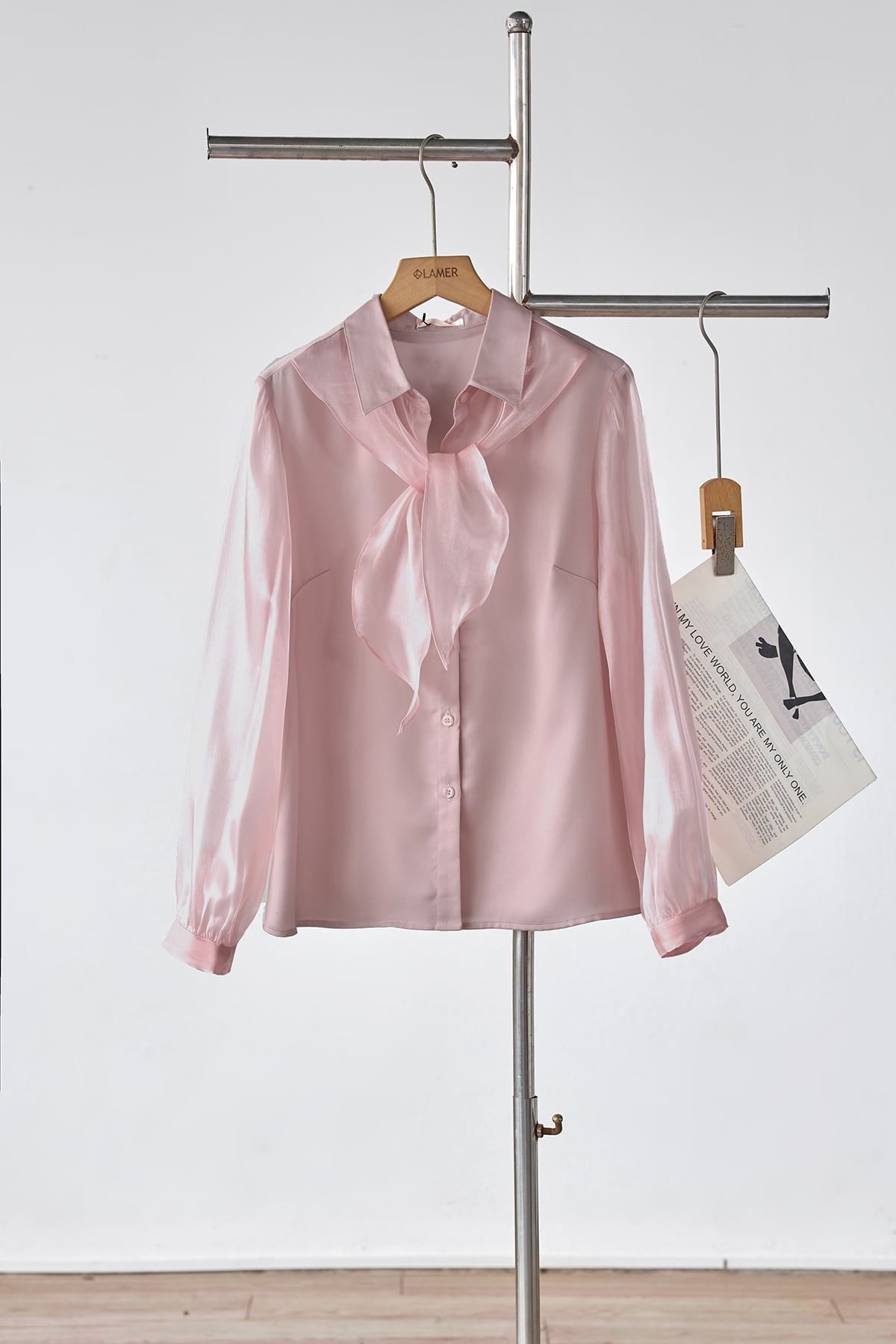 Áo sơ mi khăn vai buộc nơ - L61H25Q043