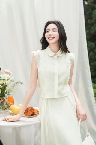 Áo sơ mi croptop bèo vai cổ sen - L61H26H054