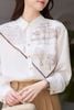 Áo sơ mi cổ đức phủ khăn in họa tiết - L61H26Q009