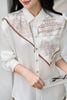 Áo sơ mi cổ đức phủ khăn in họa tiết - L61H26Q009