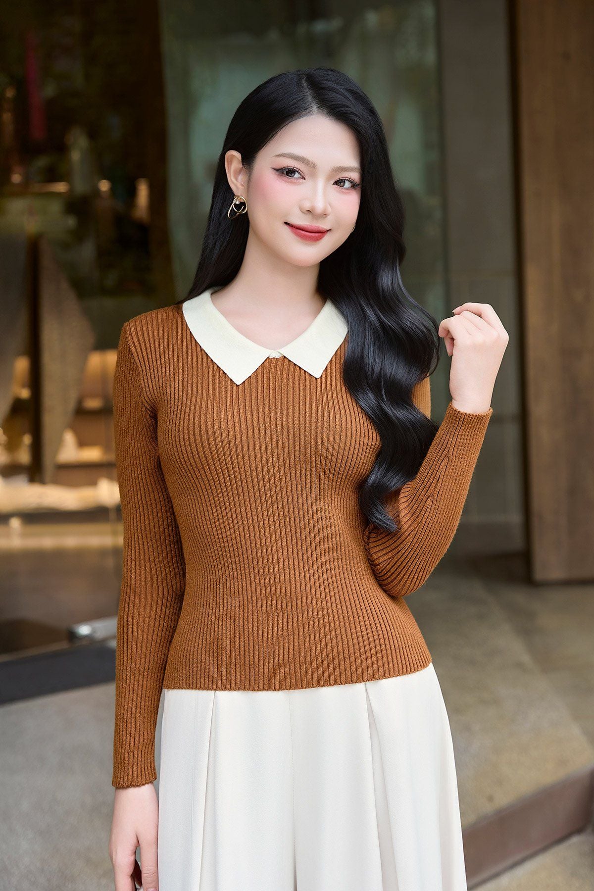 Áo len ôm phối cổ - L61W25T002