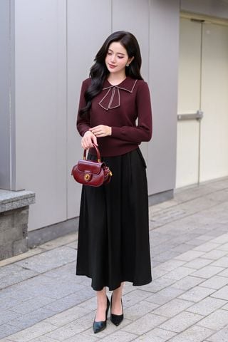 Chân váy xòe xếp ly chun sau - L62L25Q011