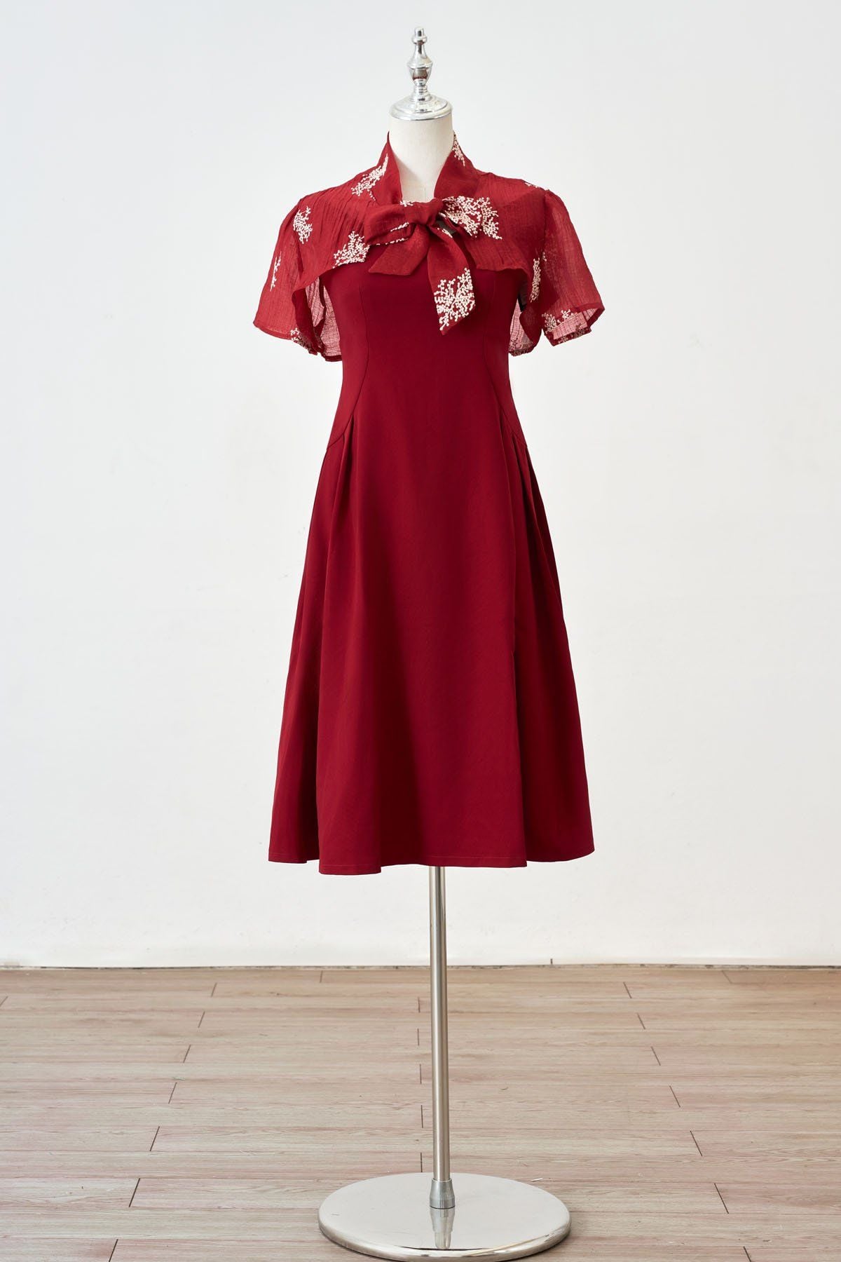 Đầm xòe phối áo khoác cổ nơ - L63L24Q048 (Khoen bán kèm)