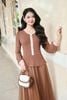 Đầm xòe lưới phối áo len peplum - L63L24T004