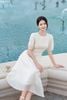 Đầm nhún xòe buộc nơ eo - L63L25H054