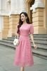 Đầm nhún xòe buộc nơ eo - L63L25H054