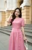 Đầm nhún xòe buộc nơ eo - L63L25H054