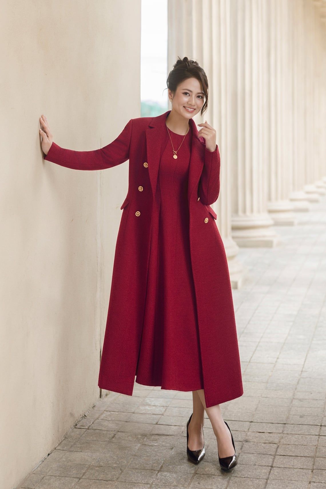 Đầm dạ sát nách bổ mảnh - L63L25T007