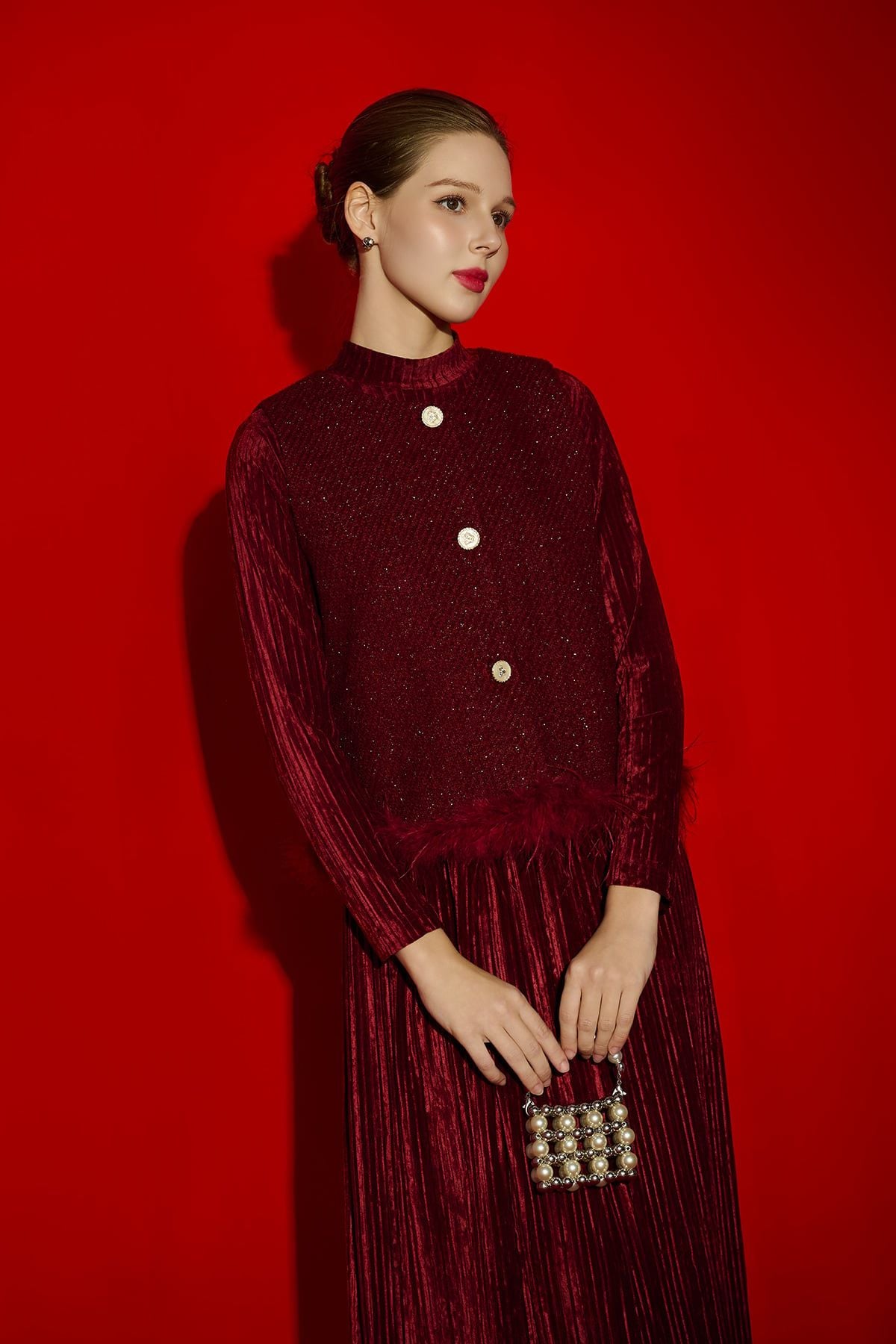 Áo khoác gile phối gấu lông vũ - L65G25T019