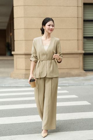 Quần ống rộng cạp chun sườn - L64W26Q012