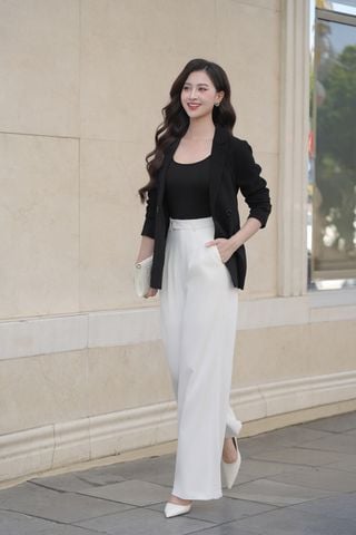 Quần ống rộng chun sườn ly bung - V64W24Q017