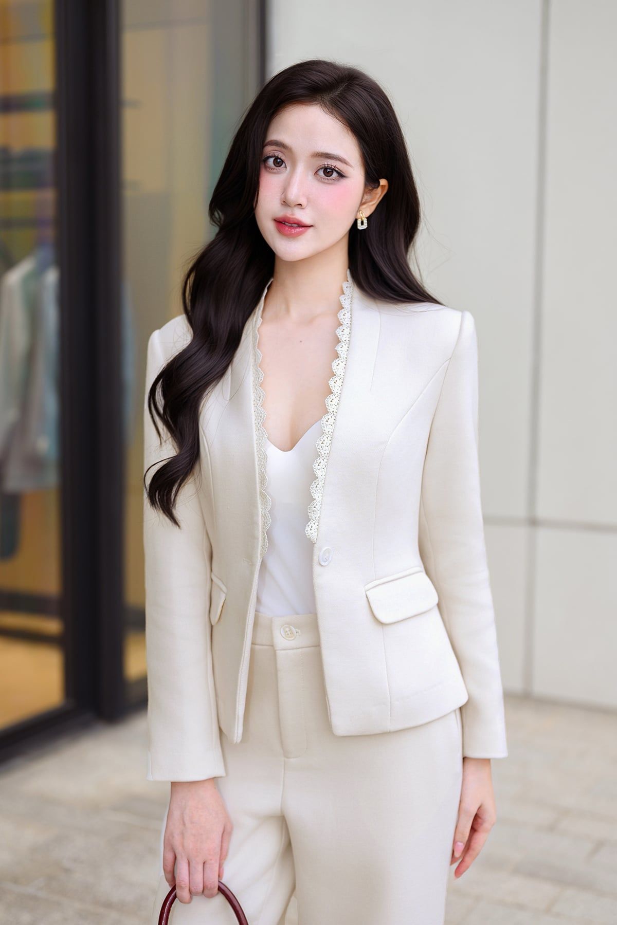 Áo vest 2 lớp cổ phối ren - L65B25Q019