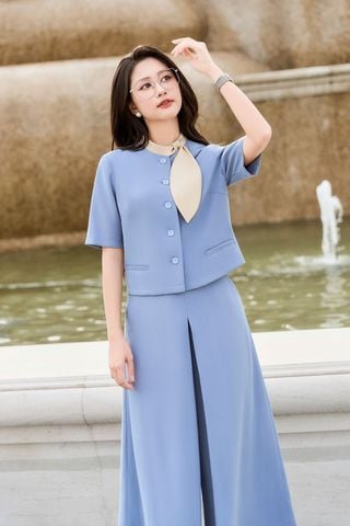 Áo đờ mi cổ nơ phối - L65D25Q012