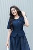 Áo đờ mi peplum cổ tròn đính hoa - L65D26H012