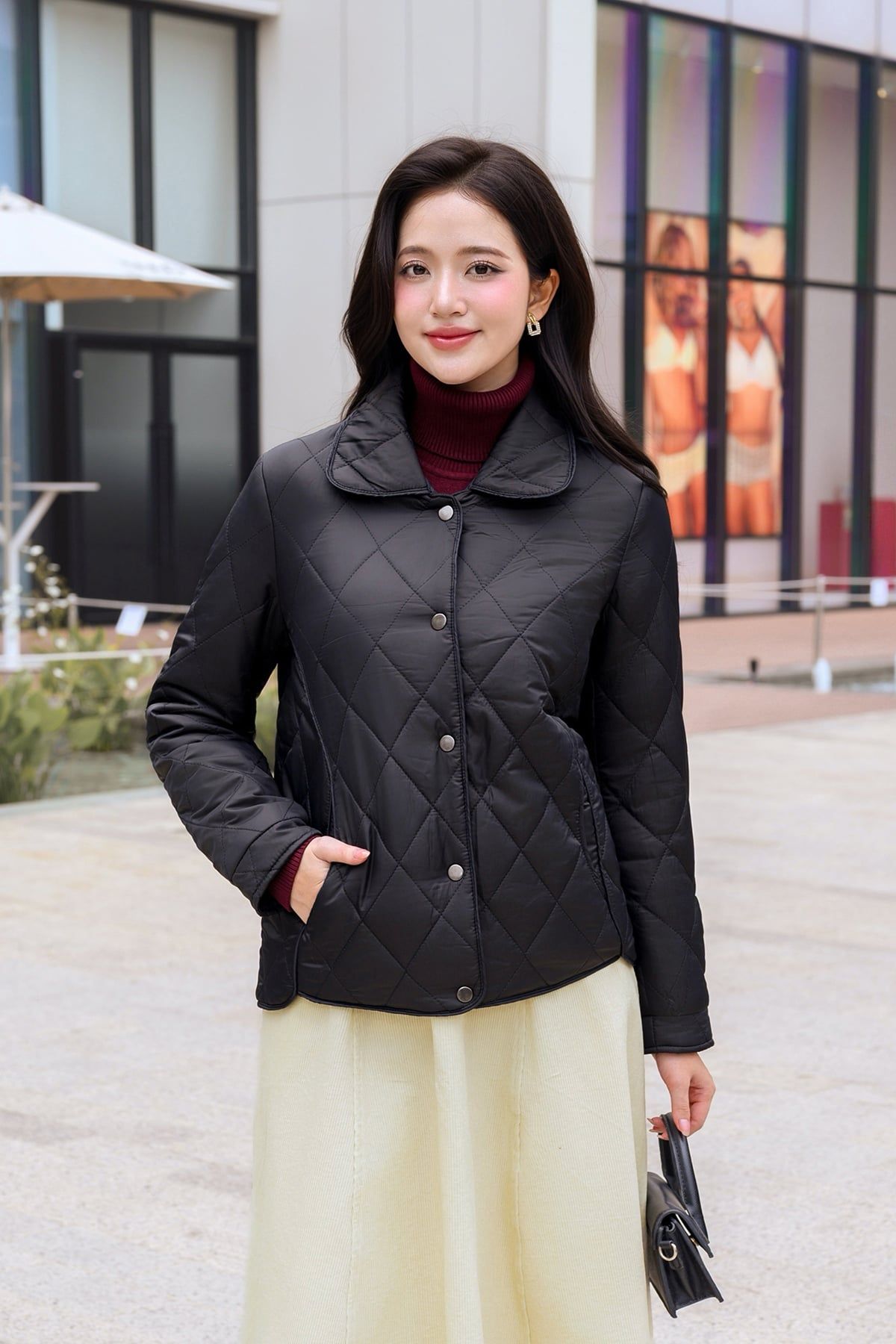 Áo phao cổ bẻ; lé thân - L65P25T027