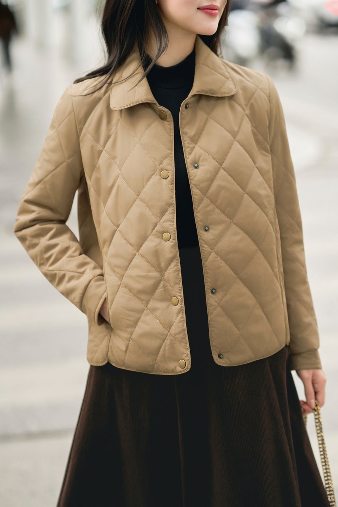 Áo phao cổ bẻ; lé thân - L65P25T027