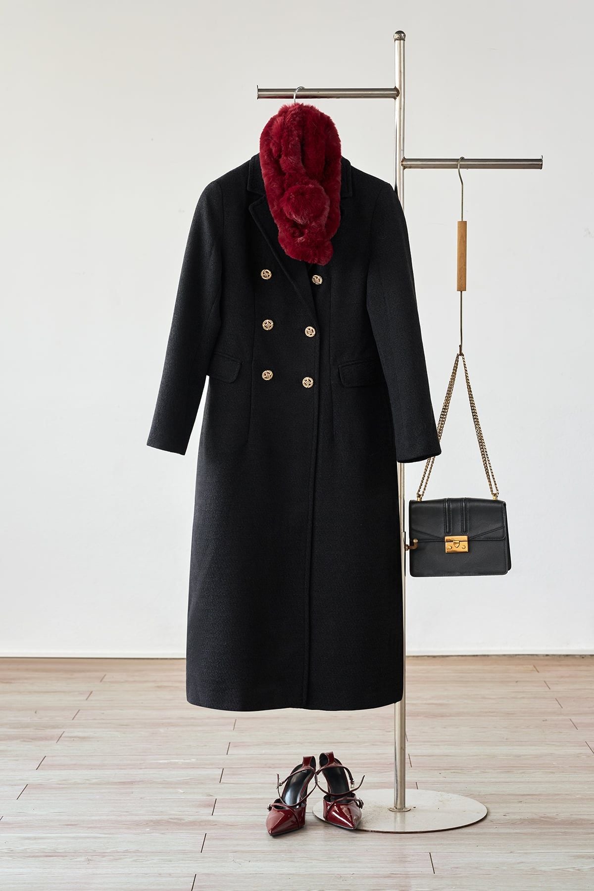 Khăn choàng giả thỏ 70cm chốt quả bông - N6AO25T008