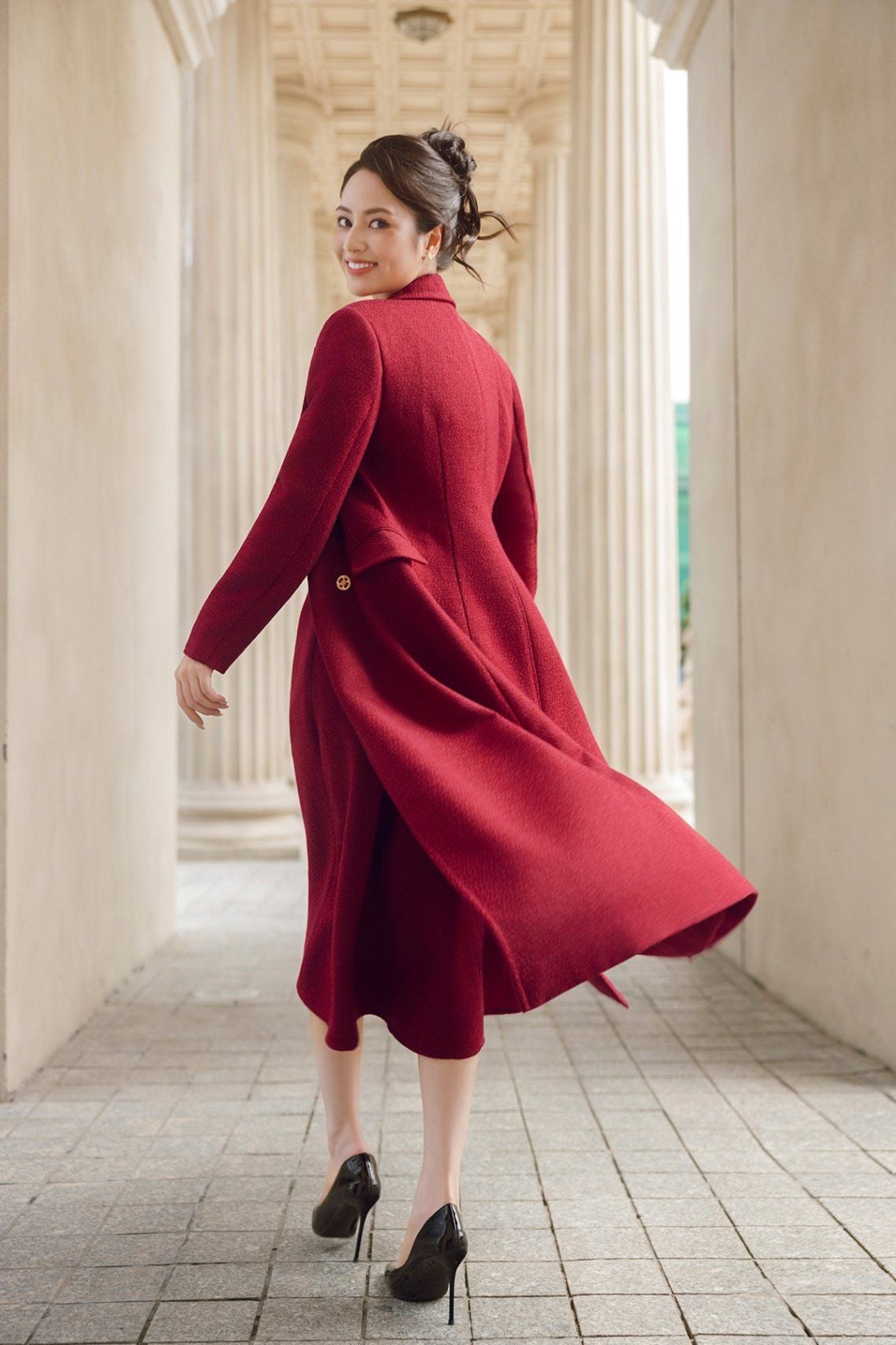 Áo dạ dáng dài cổ hai ve - L65W25T022