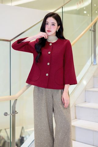 Áo dạ cổ tròn tay loe - L65W25T036