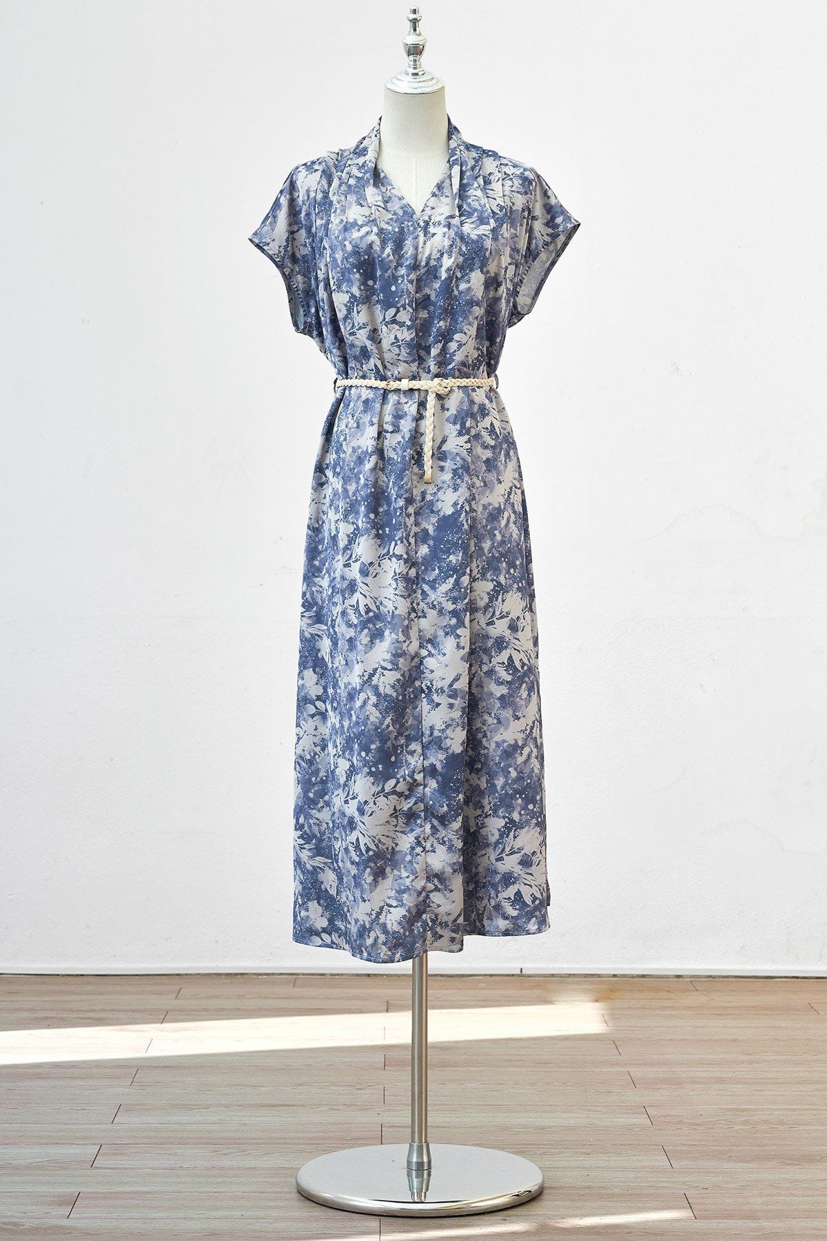 Đầm Suông vai chờm cổ xếp kèm thắt lưng - L66C25H044