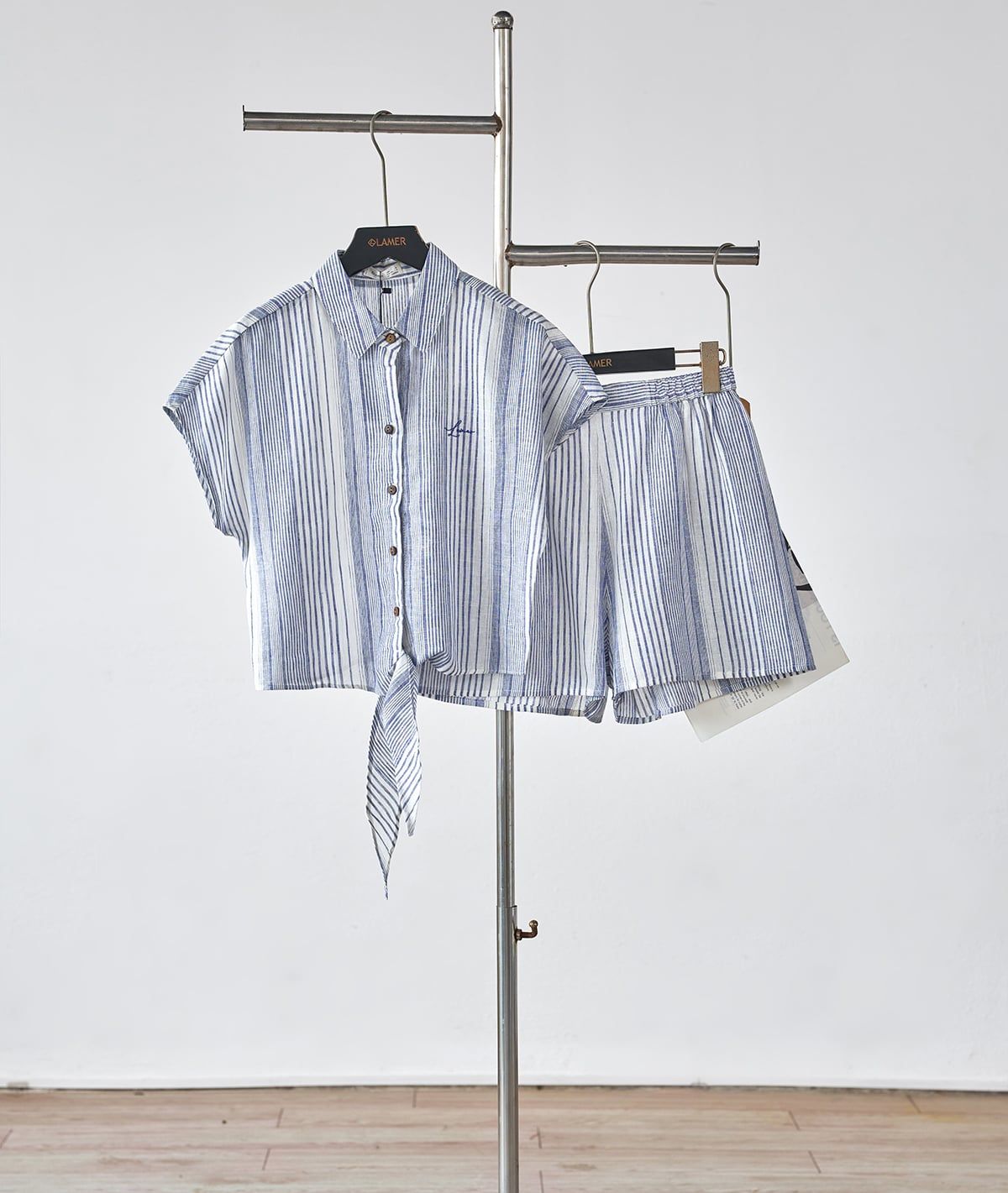 Set bộ áo cổ đức buộc vạt và quần chun sườn - L66C26H003