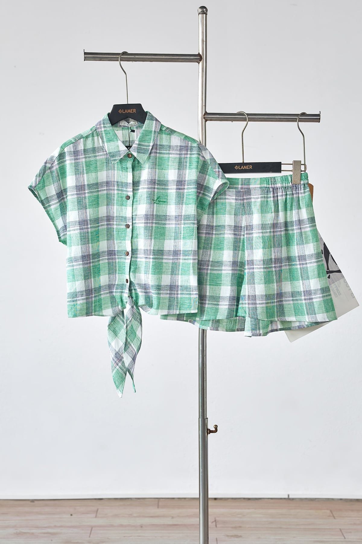 Set bộ áo cổ đức buộc vạt và quần chun sườn - L66C26H003