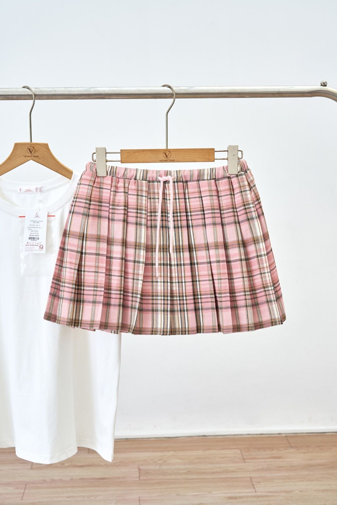 Áo phông phối kẻ cài thú nhồi bông - M61S25H002