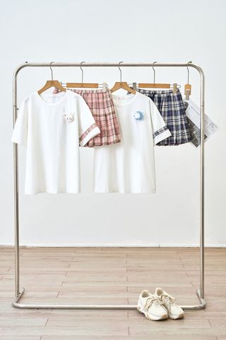 Áo phông phối kẻ cài thú nhồi bông - M61S25H002