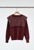 Áo len trơn cổ tròn bo kèm khăn vai kẻ - N61W25T023