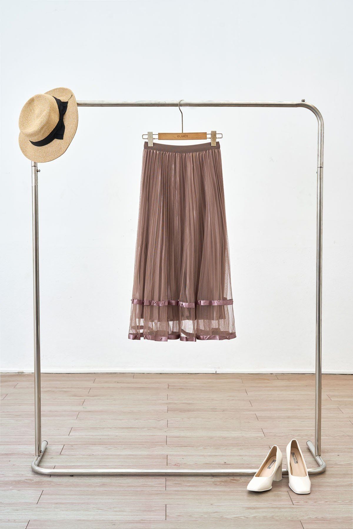 Chân váy xoè hai tầng phối gấu - N62L25Q014