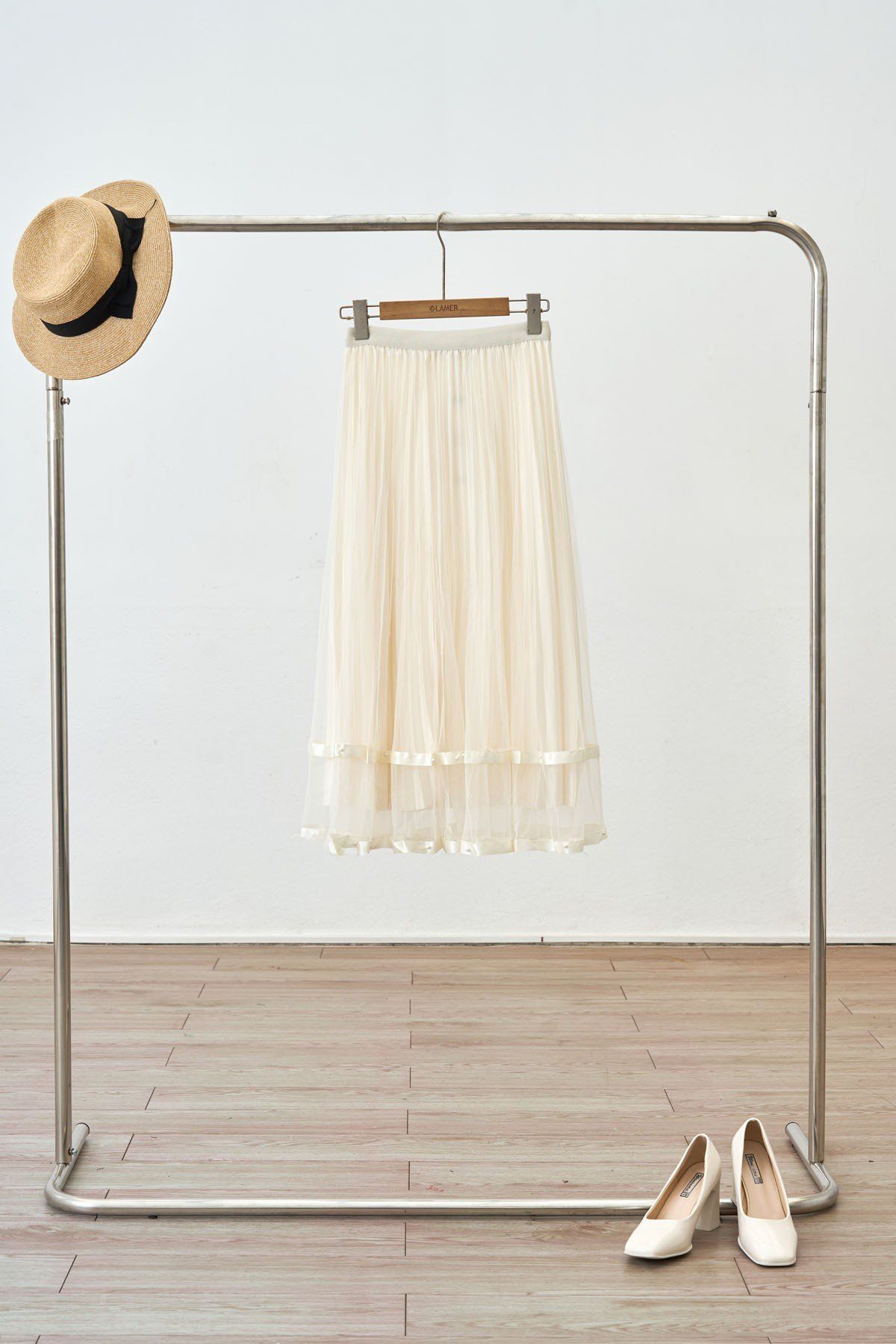 Chân váy xoè hai tầng phối gấu - N62L25Q014