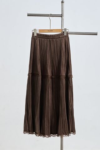 Chân váy nhung dáng xoè cạp chun phối ren - N62L25Q023