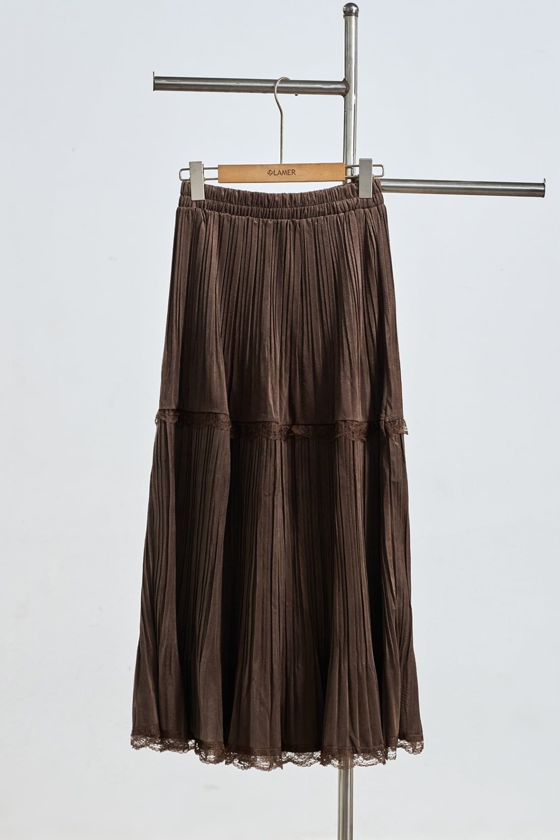 Chân váy nhung dáng xoè cạp chun phối ren - N62L25Q023