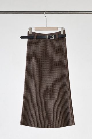 Chân váy len dáng suông kèm thắt lưng - N62T25T001