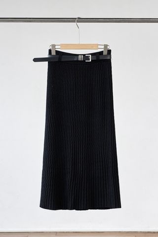 Chân váy len dáng suông kèm thắt lưng - N62T25T001