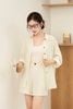 Áo sơ mi dáng rộng cổ đức tay lửng ghép quần short cạp chun sườn - O66C26H003