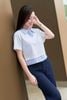 Áo croptop cổ bẻ phối kẻ - O61B25H006